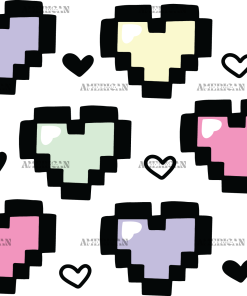 Pixel Hearts UV DTF Transfer