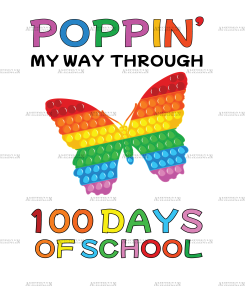 Poppin My Way Through 100 Days of School Butterfly DTF Transfer