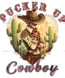 Pucker Up Cowboy Western Valentine DTF Transfer