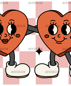 Retro Couple Hearts UV DTF Transfer