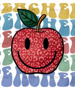 Retro Teacher Apple DTF Transfer