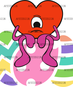 Sad Heart Bunny Eggs DTF Transfer