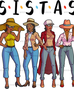 Sistas With Hat DTF Transfer