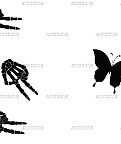 Skeleton Peace And Butterfly UV DTF Transfer