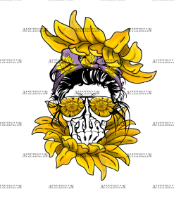 Skull Mom Sunflower DTF Transfer