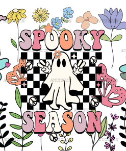 Spooky Season Halloween Flowers UV DTF Transfer