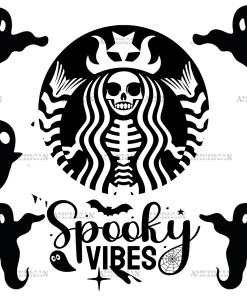 Spooky Starbucks Vibes Ghosts UV DTF Transfer