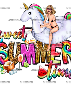 Sweet Summer Time Unicorn DTF Transfer