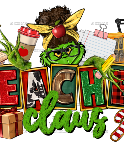 Teacher Claus Christmas DTF Transfer