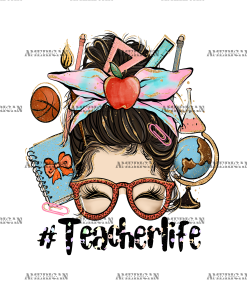Teacher Life Messy Bun UV DTF Transfer