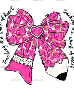 Teacher Pencil Bow DTF Transfer