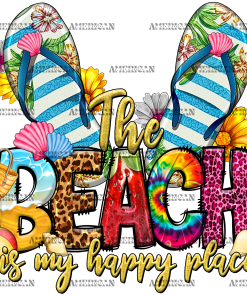 The Beach Is My Happy Place Flip Flop DTF Transfer
