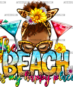 The Beach Is My Happy Place Messy Bun DTF Transfer