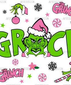 The Pink Grinch UV DTF Transfer