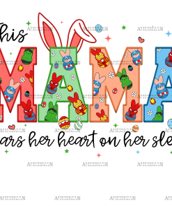 This Mama Wears Her Heart On Her Sleeve-Black DTF Transfer