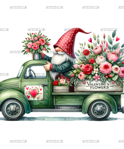 Valentine Gnomie Truck-1 DTF Transfer