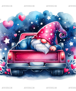 Valentine Gnomie Truck-10 DTF Transfer