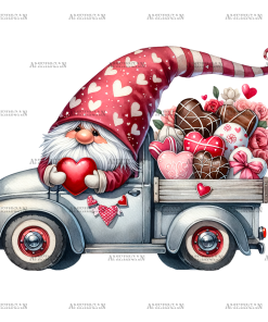 Valentine Gnomie Truck-12 DTF Transfer