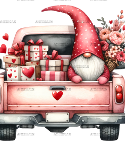 Valentine Gnomie Truck-2 DTF Transfer
