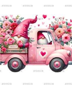 Valentine Gnomie Truck-3 DTF Transfer