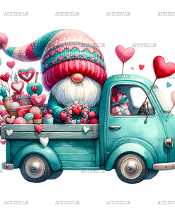 Valentine Gnomie Truck-4 DTF Transfer