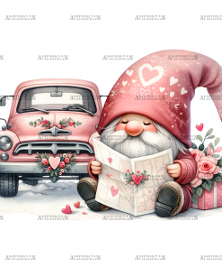 Valentine Gnomie Truck-5 DTF Transfer