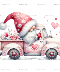 Valentine Gnomie Truck-7 DTF Transfer