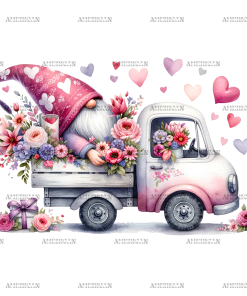 Valentine Gnomie Truck-8 DTF Transfer
