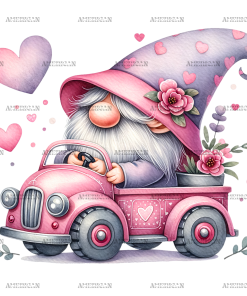 Valentine Gnomie Truck-9 DTF Transfer