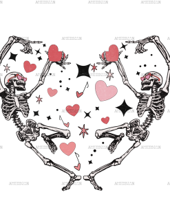 Valentine Heart Skeletons DTF Transfer