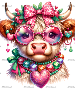 Valentine Highland Cow-3 DTF Transfer