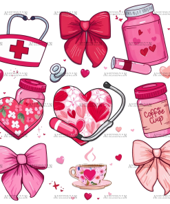 Valentine Nurse Bows DTF Transfer