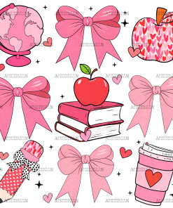 Valentine Teacher Bows DTF Transfer