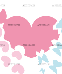 Valentines Day Heart And Butterfly UV DTF Transfer