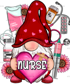 Valentines Day Nurse Gnome DTF Transfer
