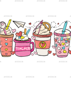 Valentines Teacher Coffee DTF Transfer