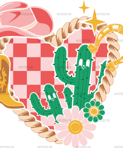 Western Valentines Heart DTF Transfer