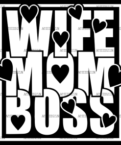 Wife Mom Boss White-1 DTF Transfer