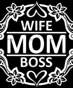 Wife Mom Boss White-2 DTF Transfer