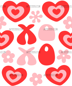 XOXO Retro Hearts UV DTF Transfer