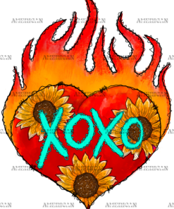 Xoxo Heart Flames DTF Transfer