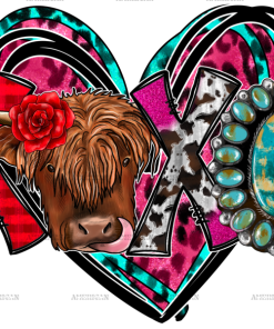 Xoxo Highland Cow DTF Transfer