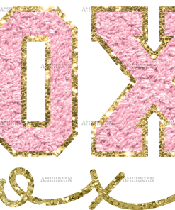 Xoxo Pink Gold DTF Transfer