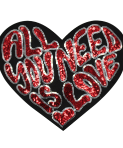 All You Need Is Love-Black Heart Patch (Large/Sequin)