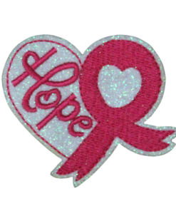 Breast Cancer Awareness Ribbon Heart Patch (Small/Embroidery)