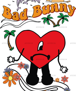 Bad Bunny Sad Heart Dtf Transfer