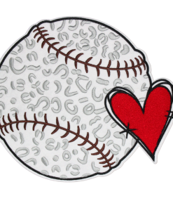 Baseball Red Heart Patch (Large/Embroidery)