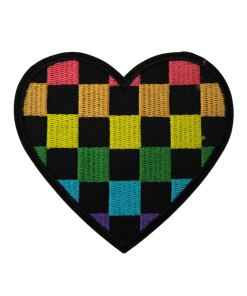 Colorful Checkered Heart Patch (Small/Embroidery)