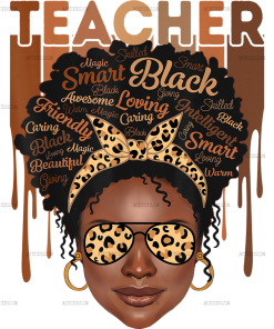 Black Women Teacher DTF Transfer