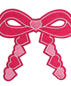 Pink Hearts Bow Patch (Small/Embroidery)